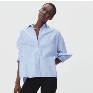 Everlane Boxy Oxford in Blue, 100% cotton, size 4